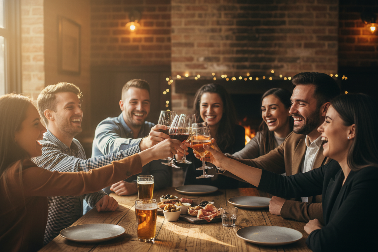 happy people drinking